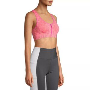 Avia Women’s Seamless Zip Front Sports Bra Size S Pink Padded Cups Soft & Comfy
